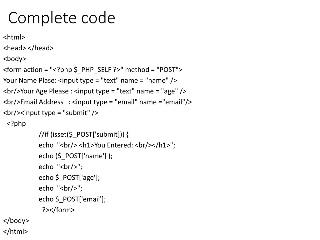 complete code