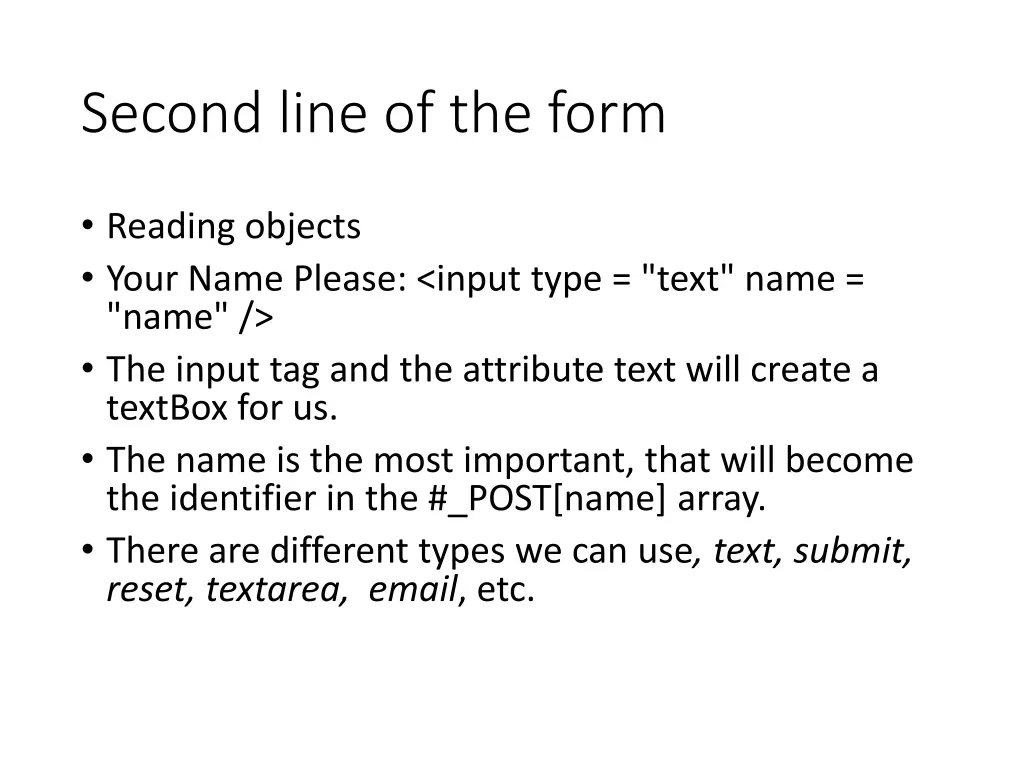 second line of the form