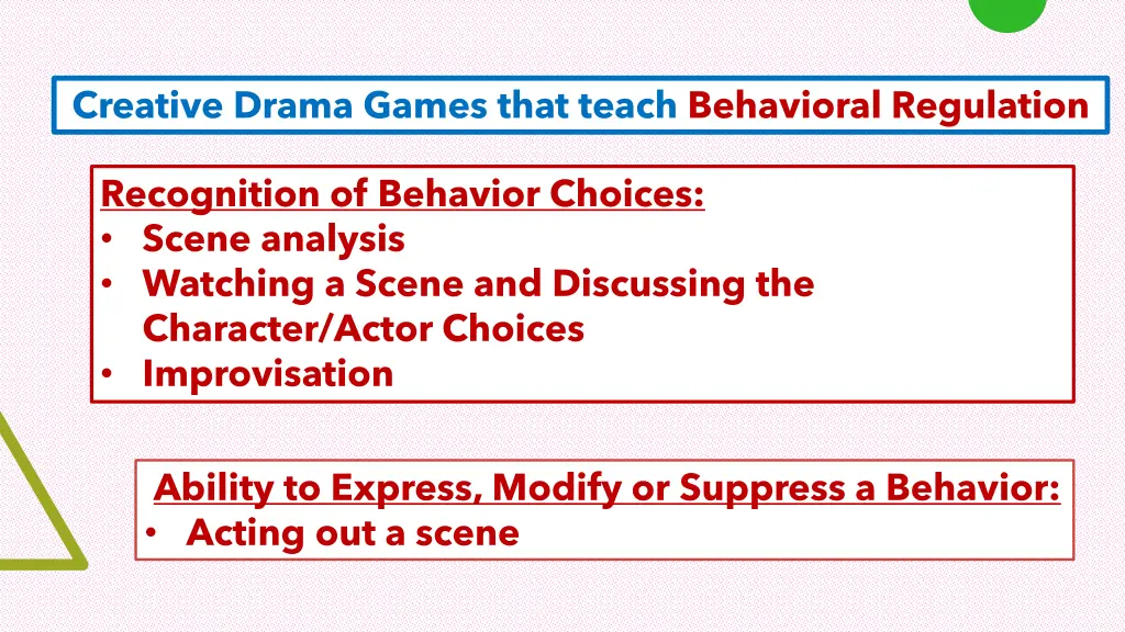 creative drama games that teach behavioral