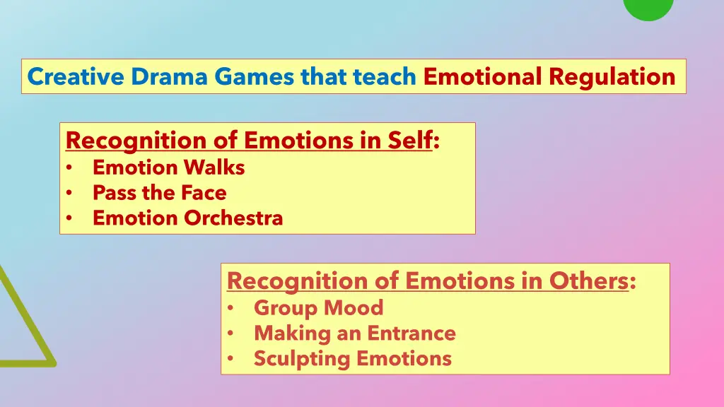 creative drama games that teach emotional