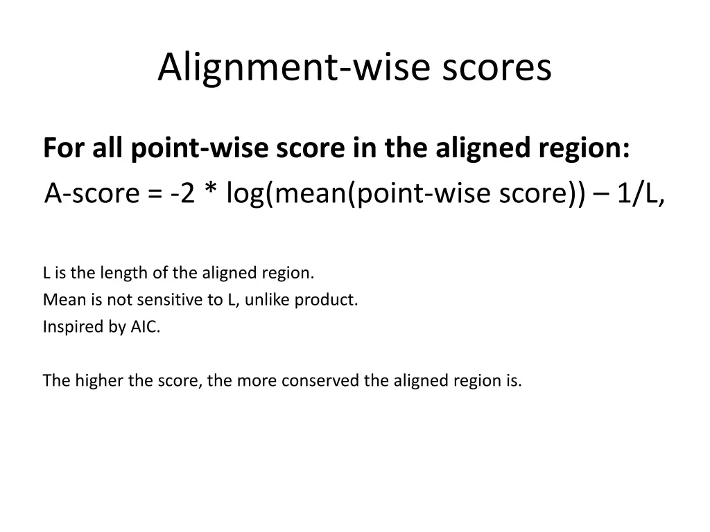 alignment wise scores
