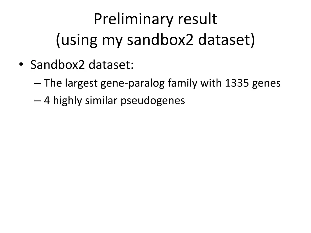 preliminary result using my sandbox2 dataset