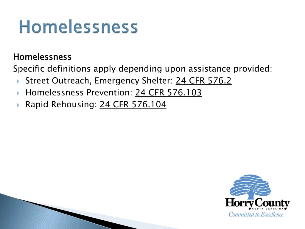 homelessness specific definitions apply depending