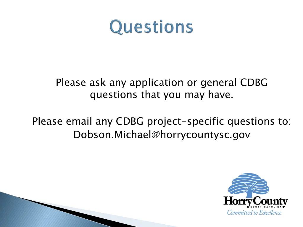 please ask any application or general cdbg