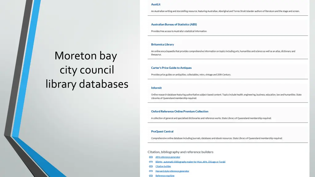 moreton bay city council library databases