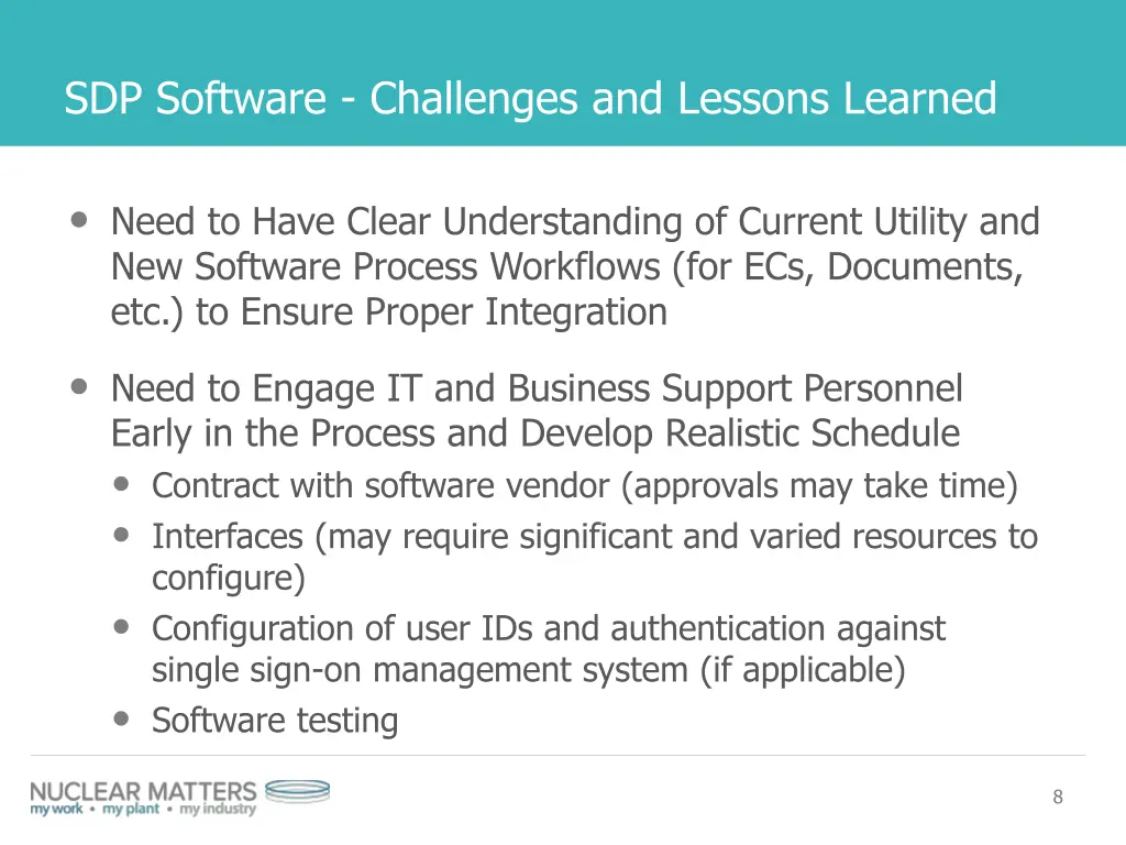 sdp software challenges and lessons learned