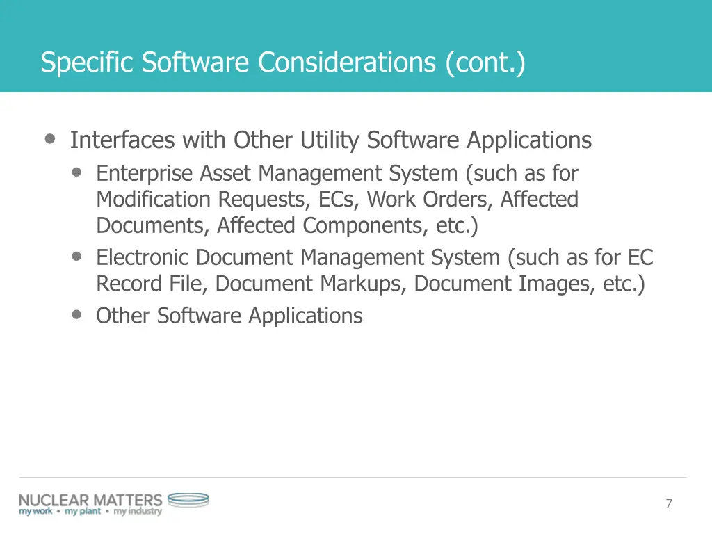 specific software considerations cont