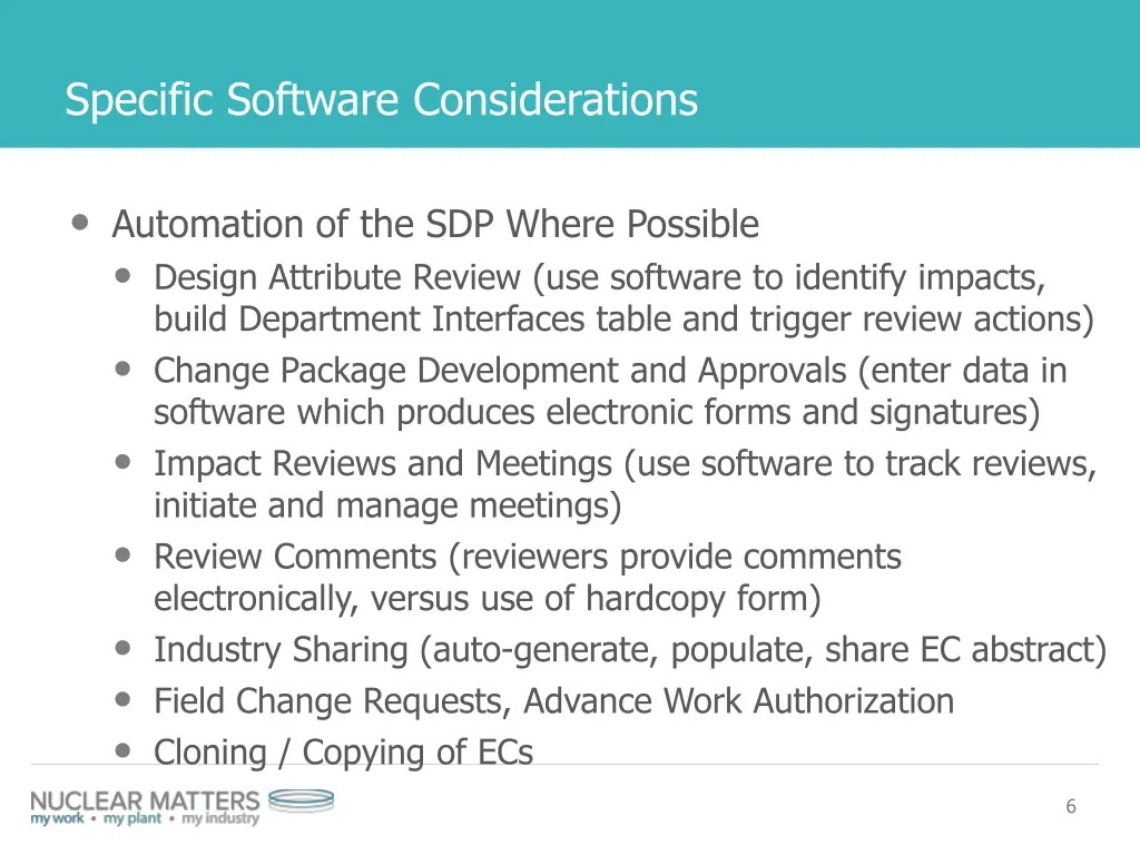 specific software considerations