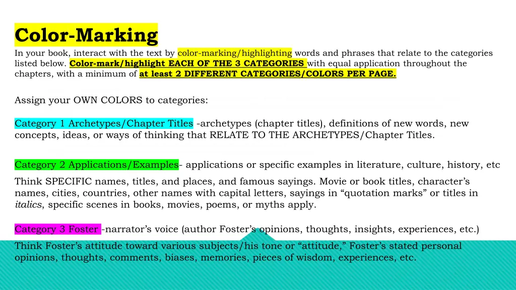 color marking in your book interact with the text