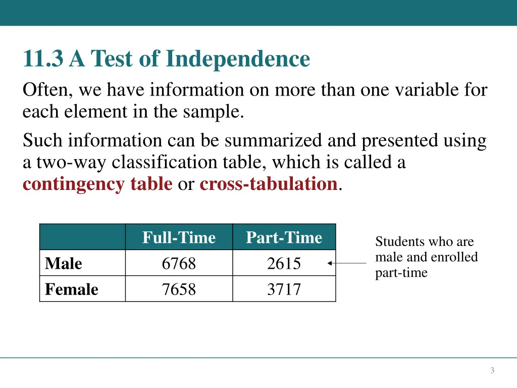 11 3 a test of independence often we have