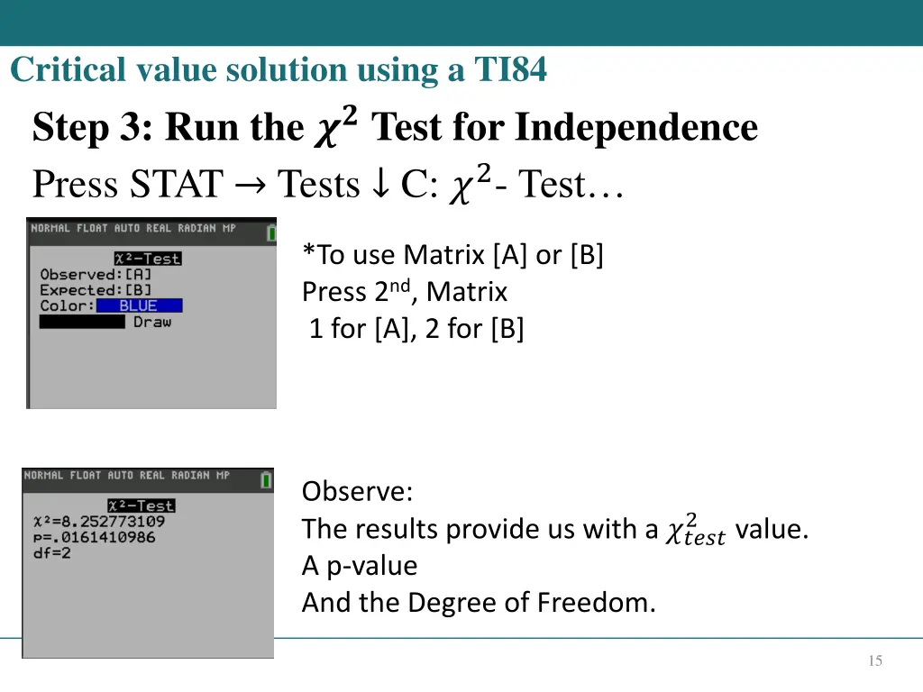 critical value solution using a ti84 4