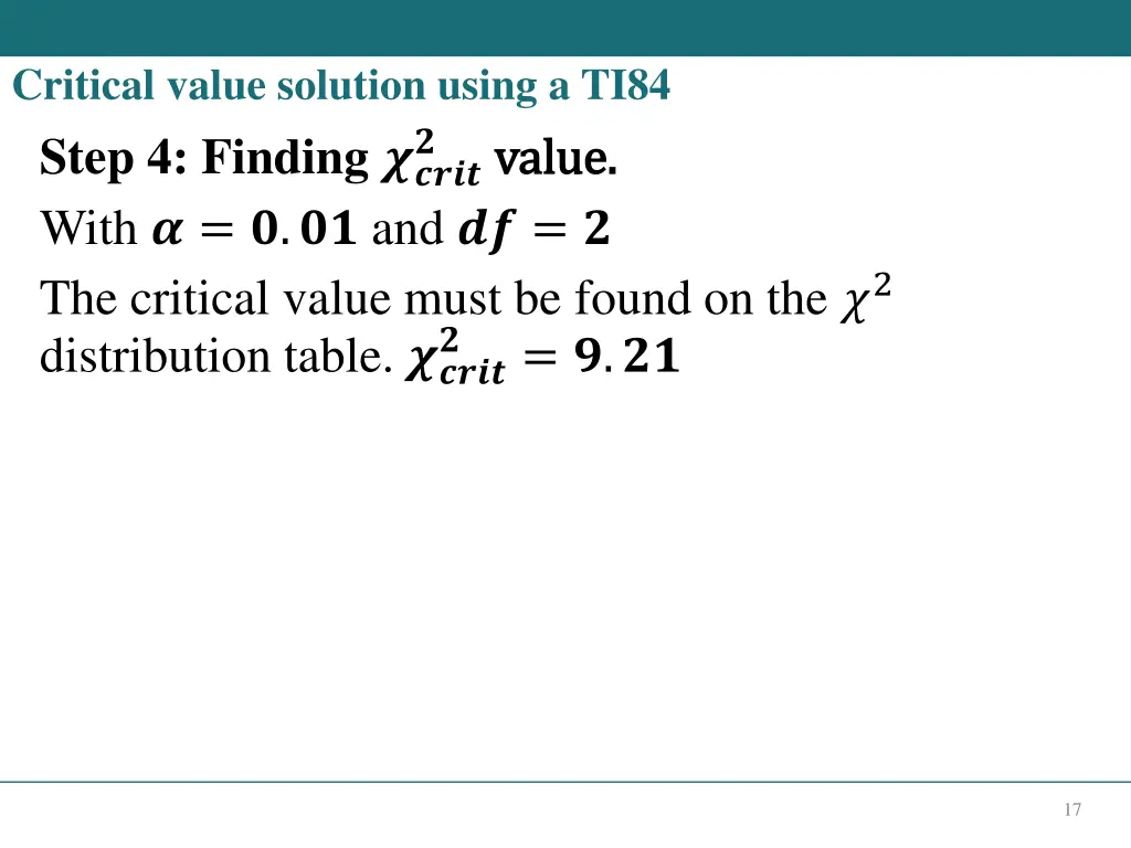 critical value solution using a ti84 6