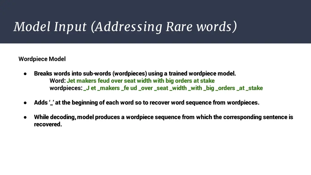 model input addressing rare words