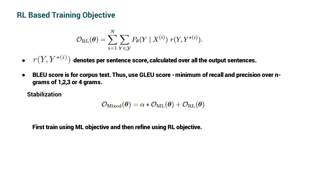 rl based training objective