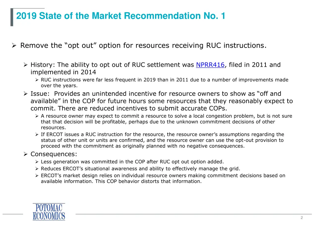2019 state of the market recommendation no 1