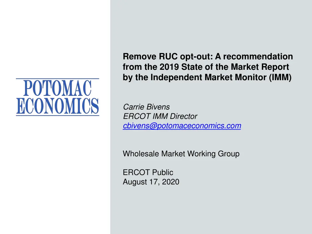 remove ruc opt out a recommendation from the 2019