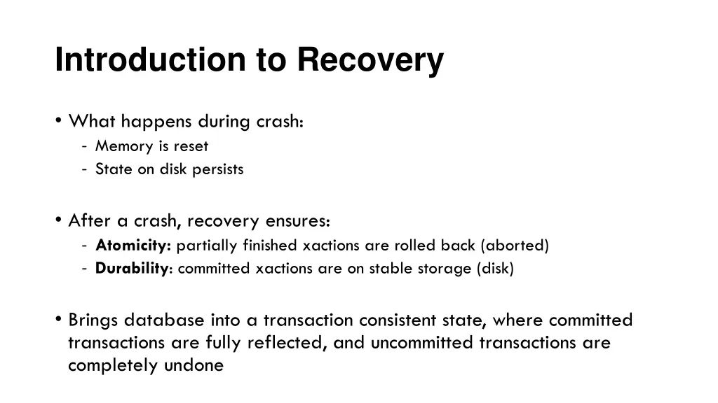 introduction to recovery