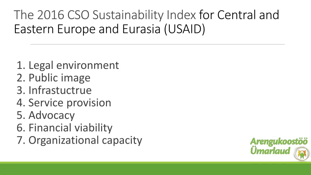 the 2016 cso sustainability index for central