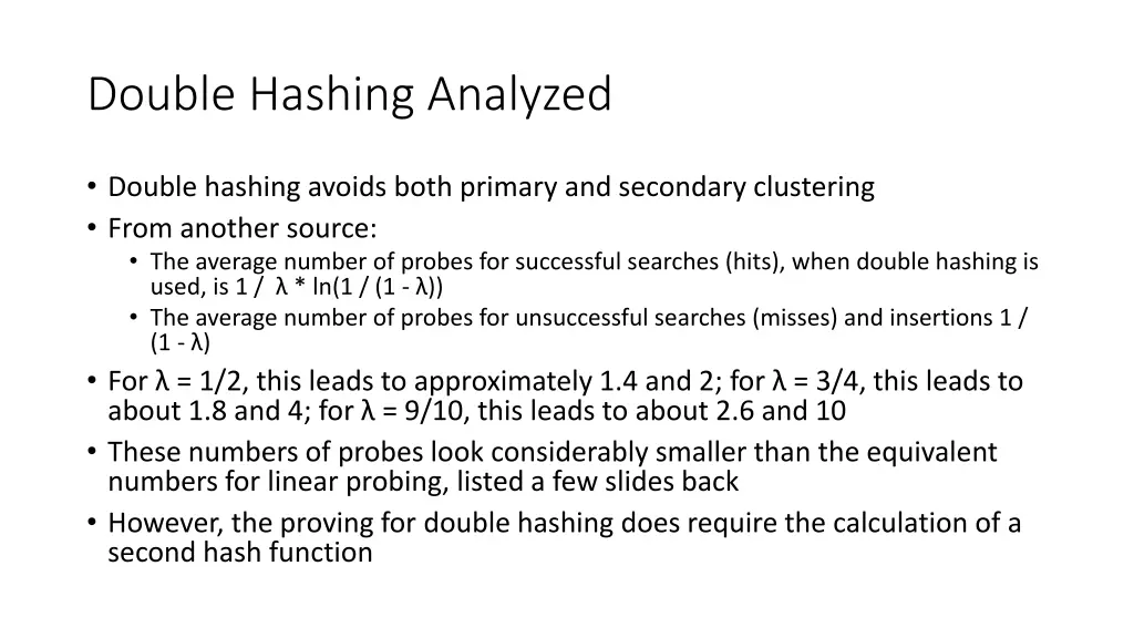 double hashing analyzed
