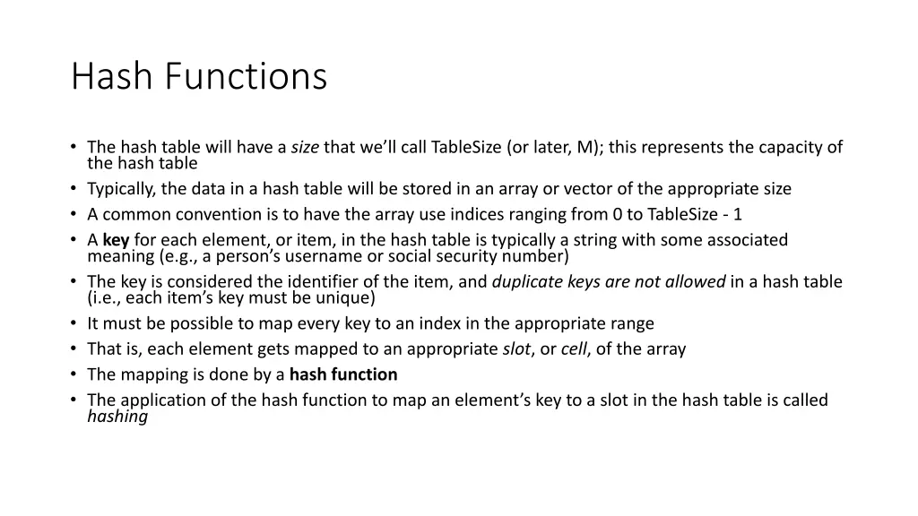 hash functions