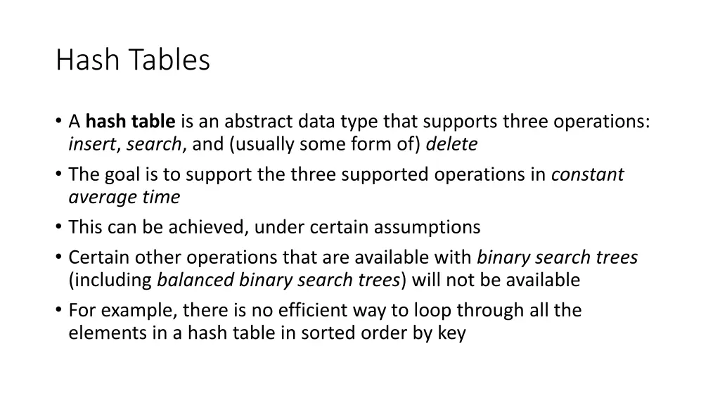 hash tables