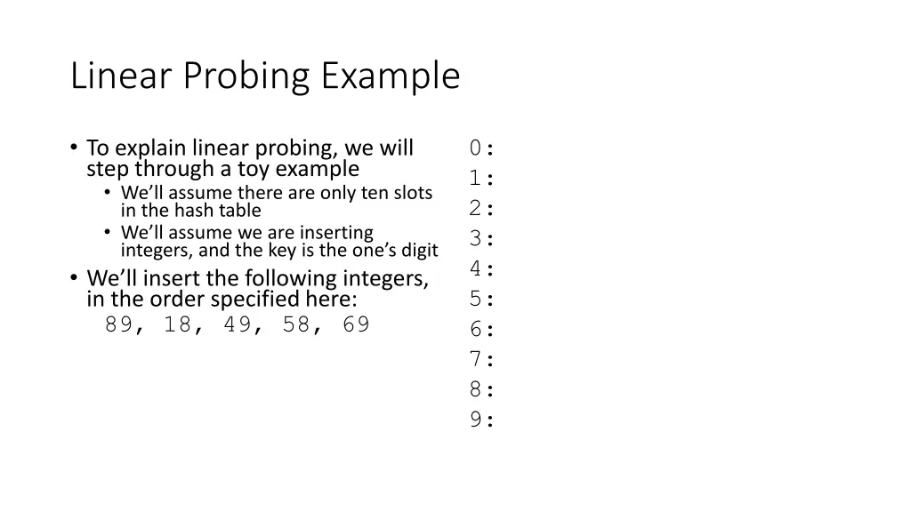 linear probing example