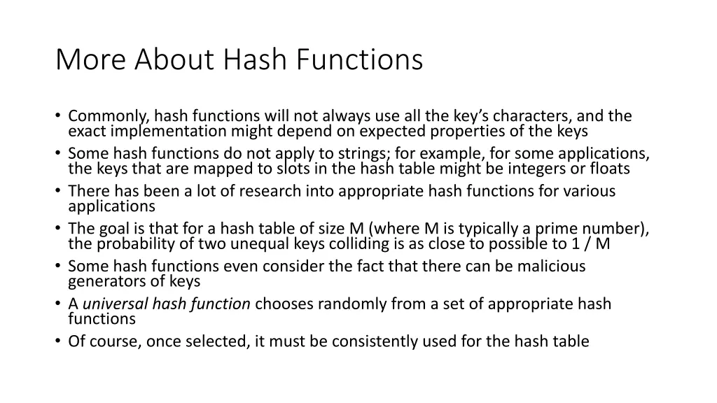 more about hash functions