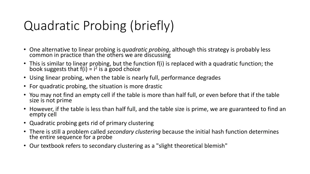 quadratic probing briefly