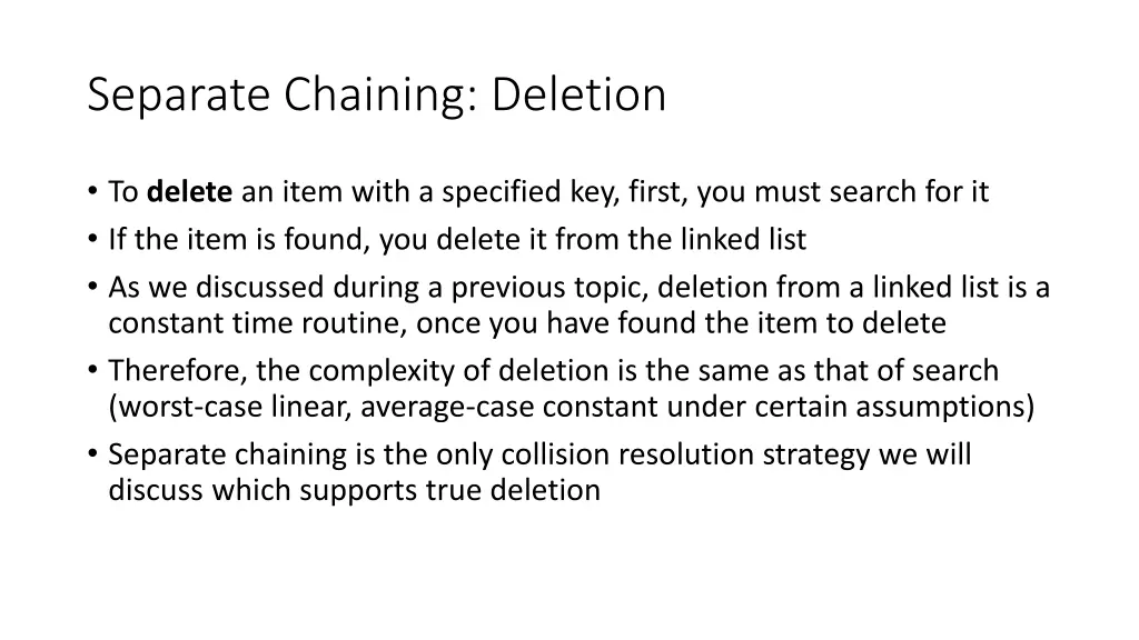separate chaining deletion