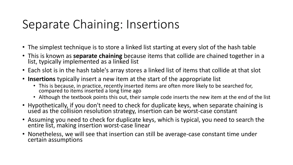separate chaining insertions