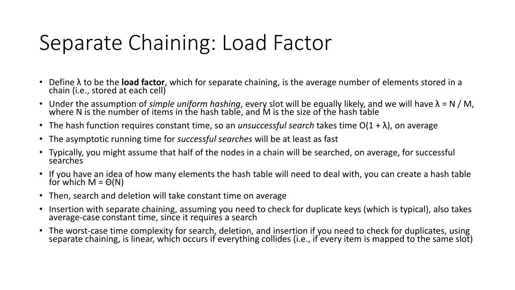 separate chaining load factor