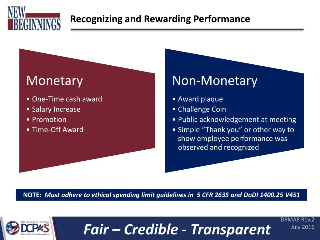recognizing and rewarding performance
