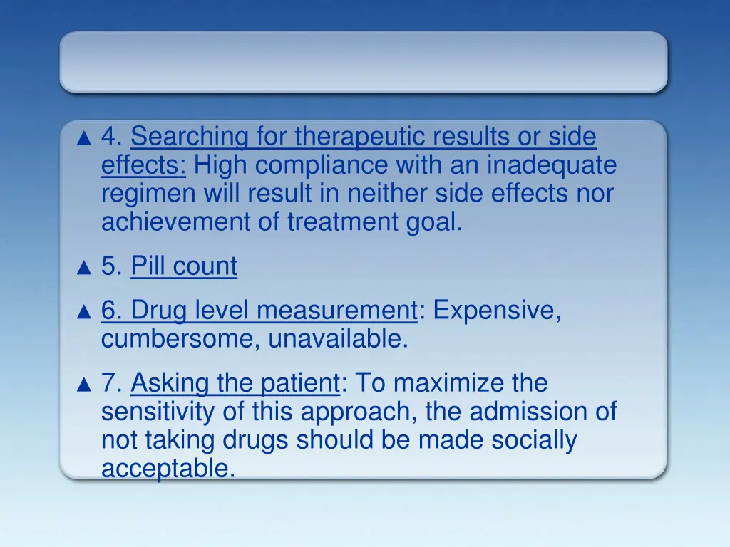 4 searching for therapeutic results or side