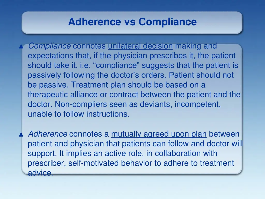 adherence vs compliance