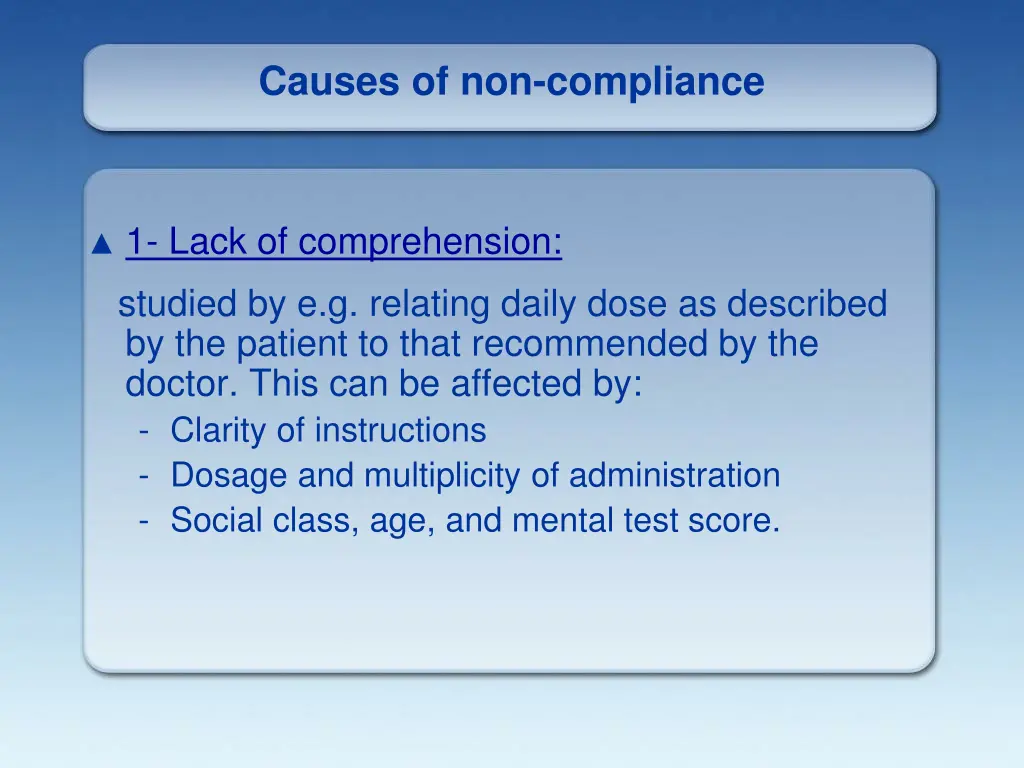 causes of non compliance
