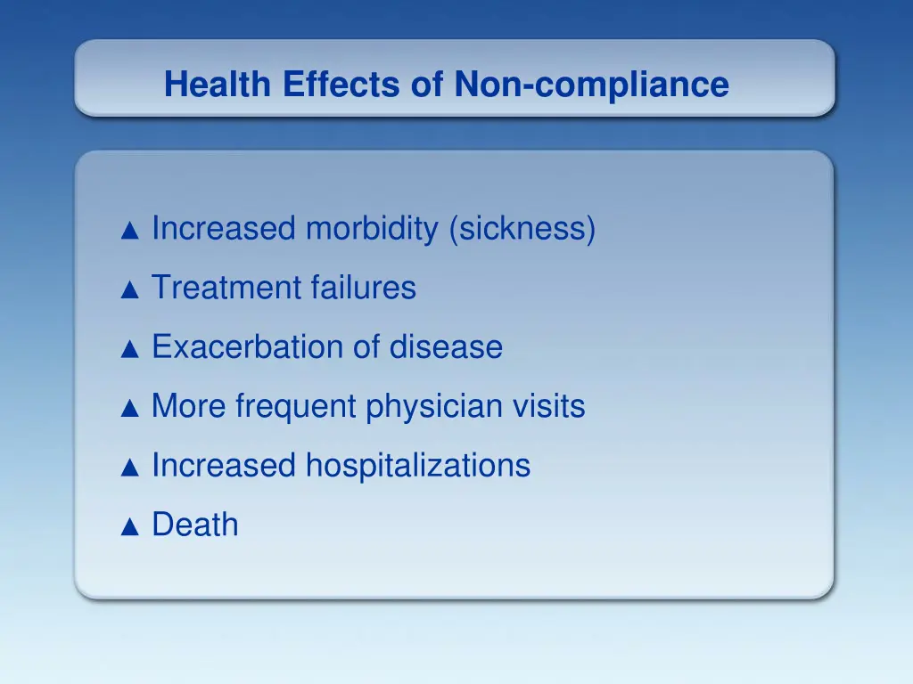 health effects of non compliance
