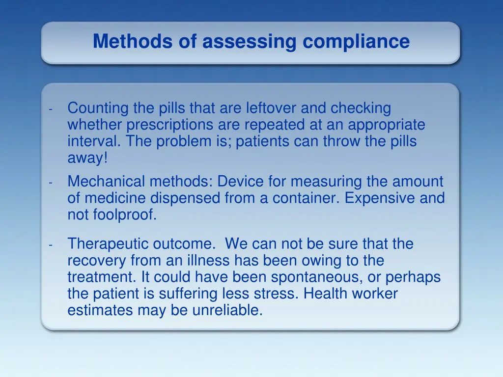 methods of assessing compliance 1