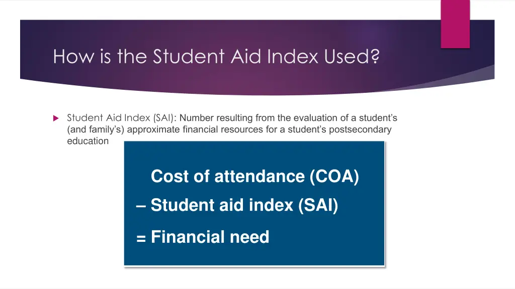 how is the student aid index used