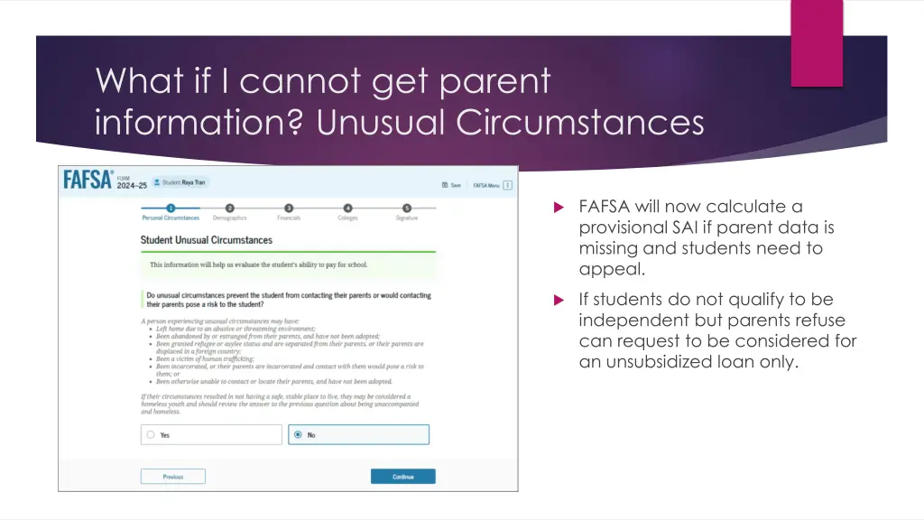 what if i cannot get parent information unusual