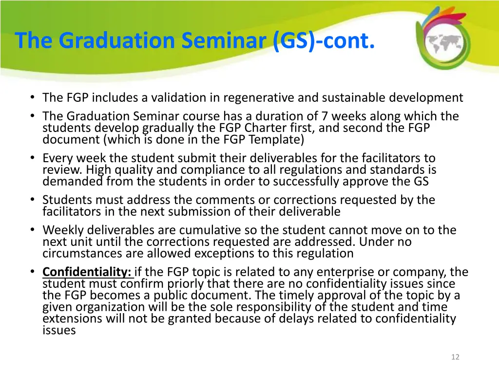 the graduation seminar gs cont