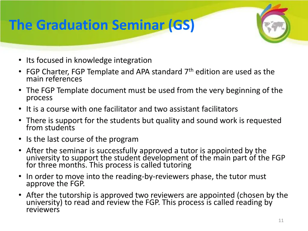 the graduation seminar gs
