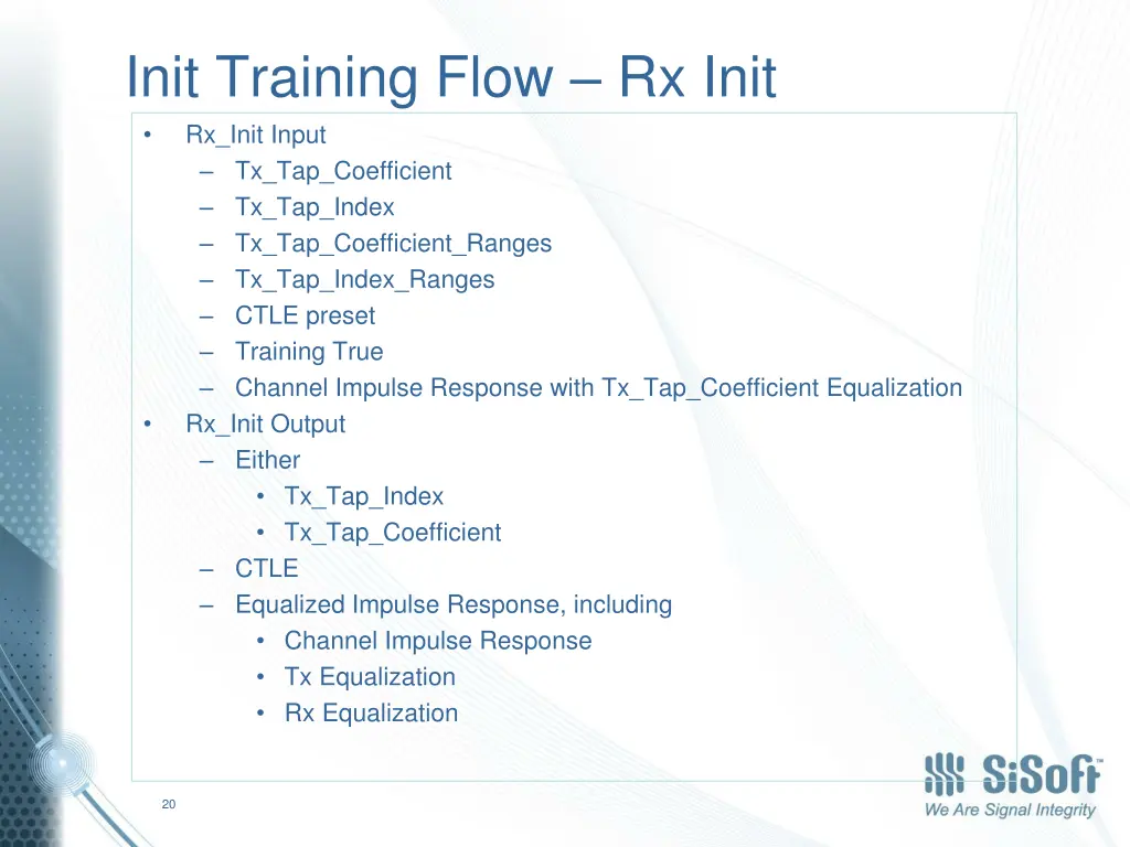 init training flow rx init rx init input