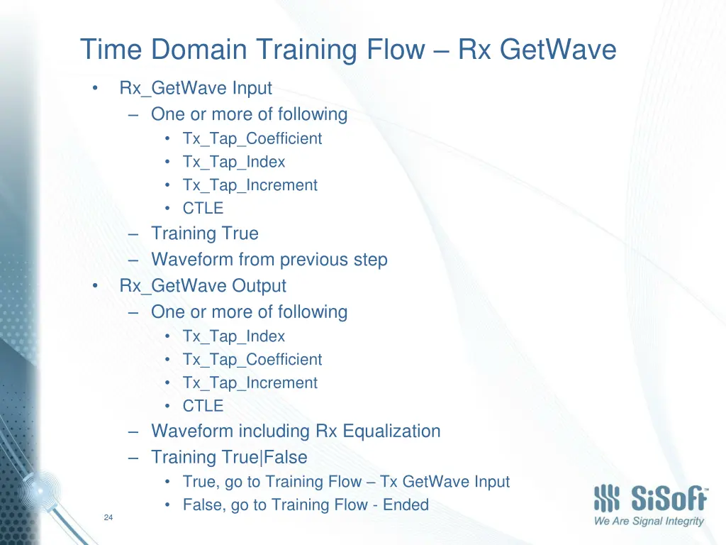 time domain training flow rx getwave