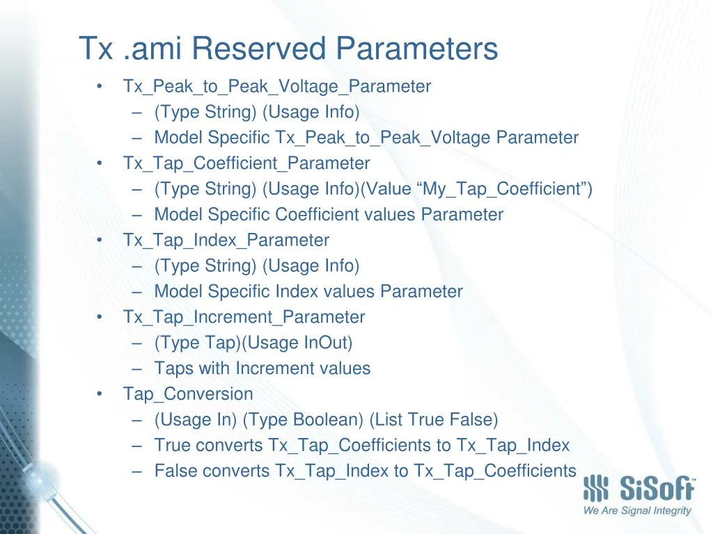 tx ami reserved parameters