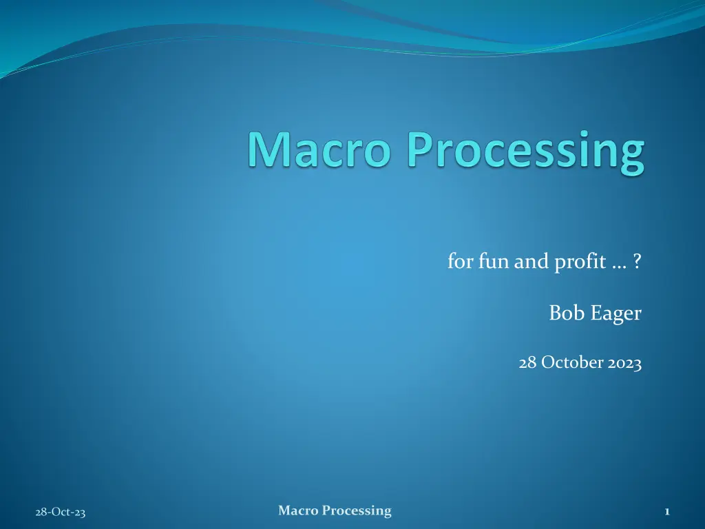 for fun and profit