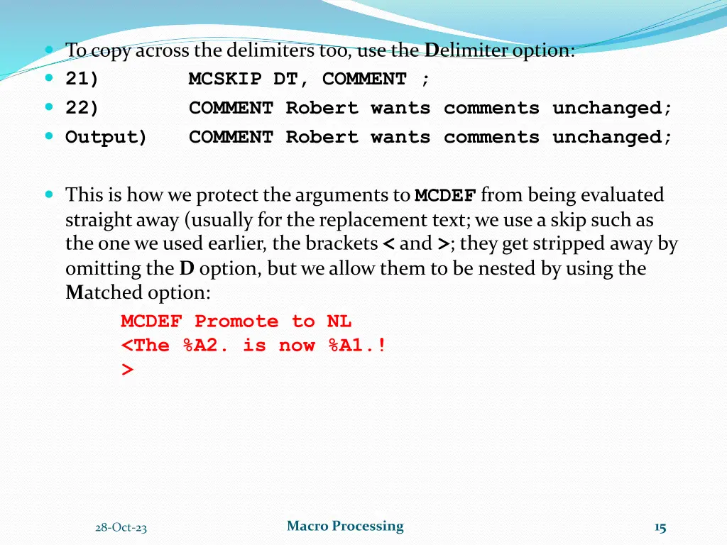 to copy across the delimiters