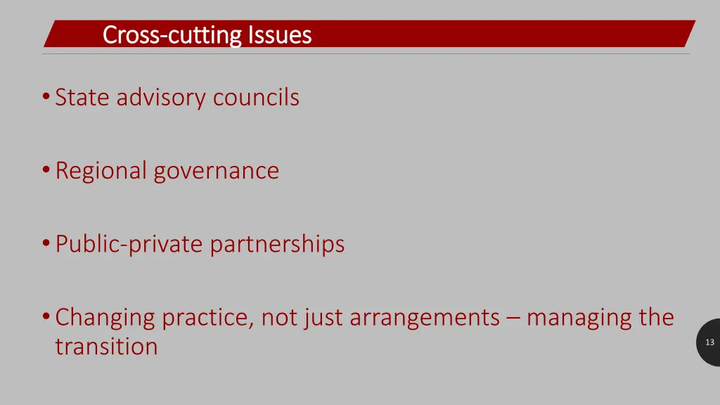 cross cross cutting issues cutting issues