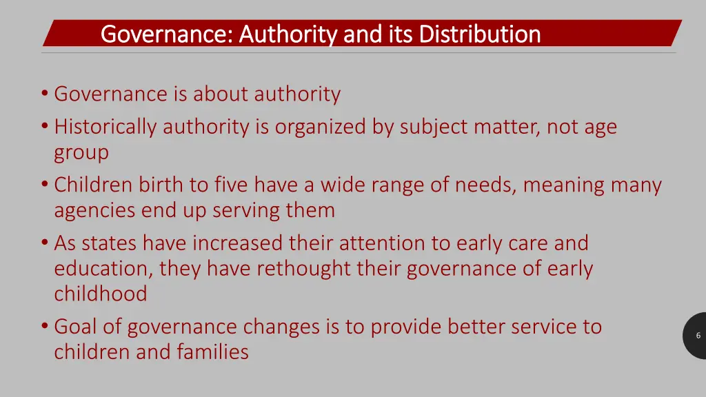 governance authority and its distribution