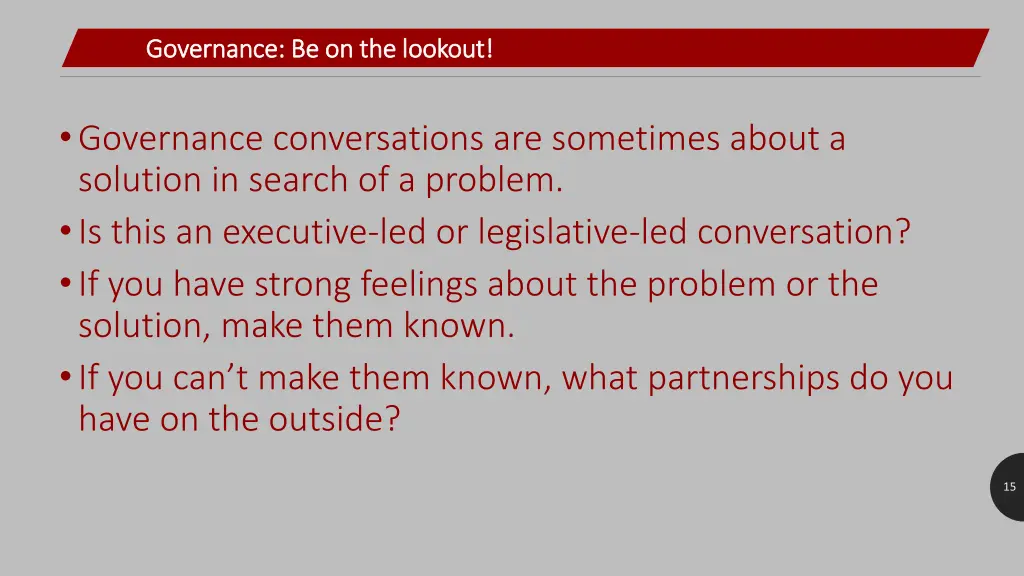 governance be on the lookout governance