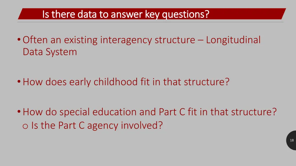 i is there data to answer key questions s there